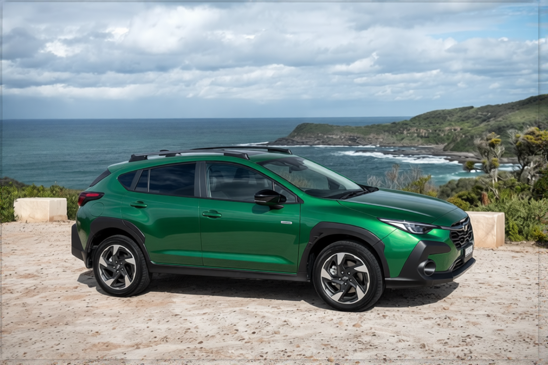 Car rendered in Racing Green satin paint