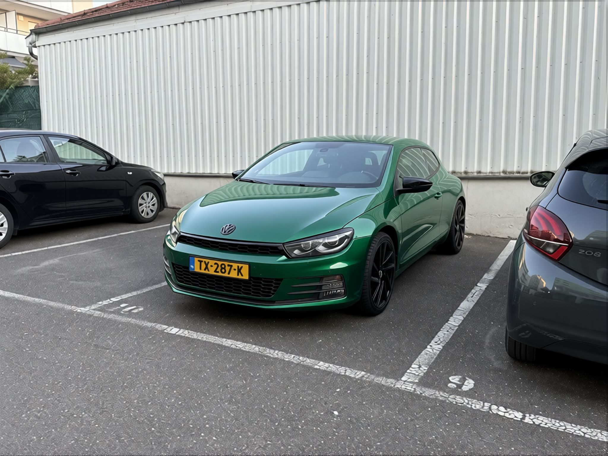 Volkswagen Scirocco rendered in Racing Green gloss paint