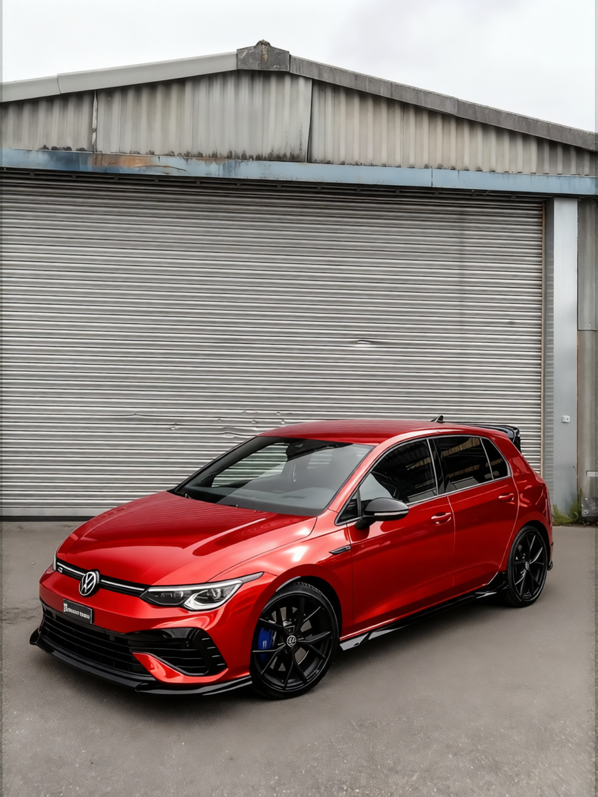 Volkswagen Golf R rendered in Glossy Metallic Paint Fire Red gloss wrap