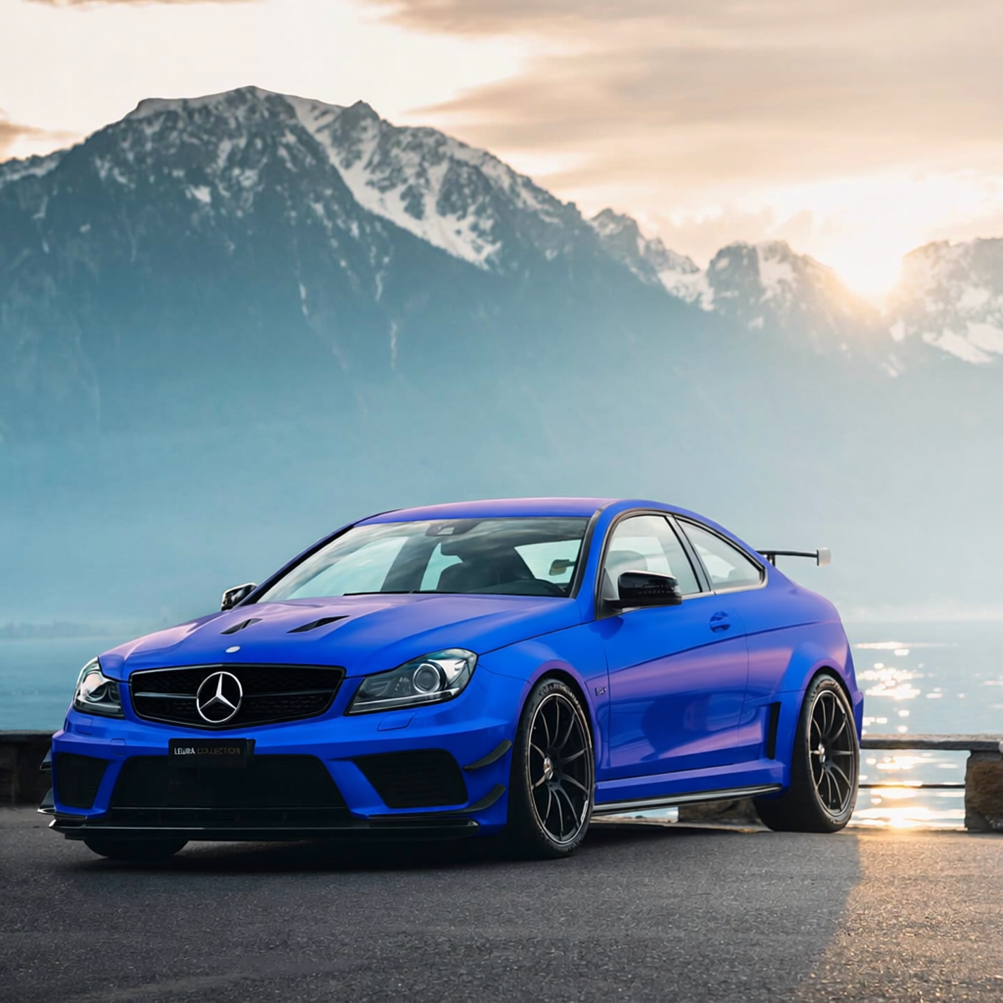 Mercedes-Benz C63 AMG rendered in Royal Blue gloss wrap