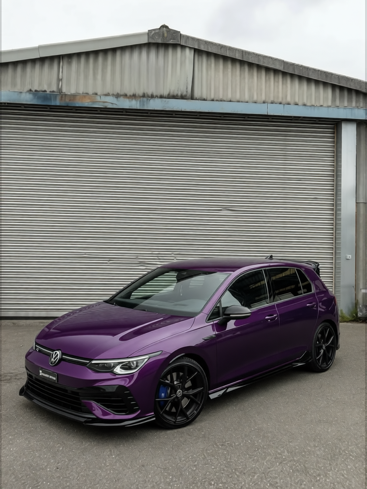 Volkswagen Golf R rendered in Midnight Purple gloss paint