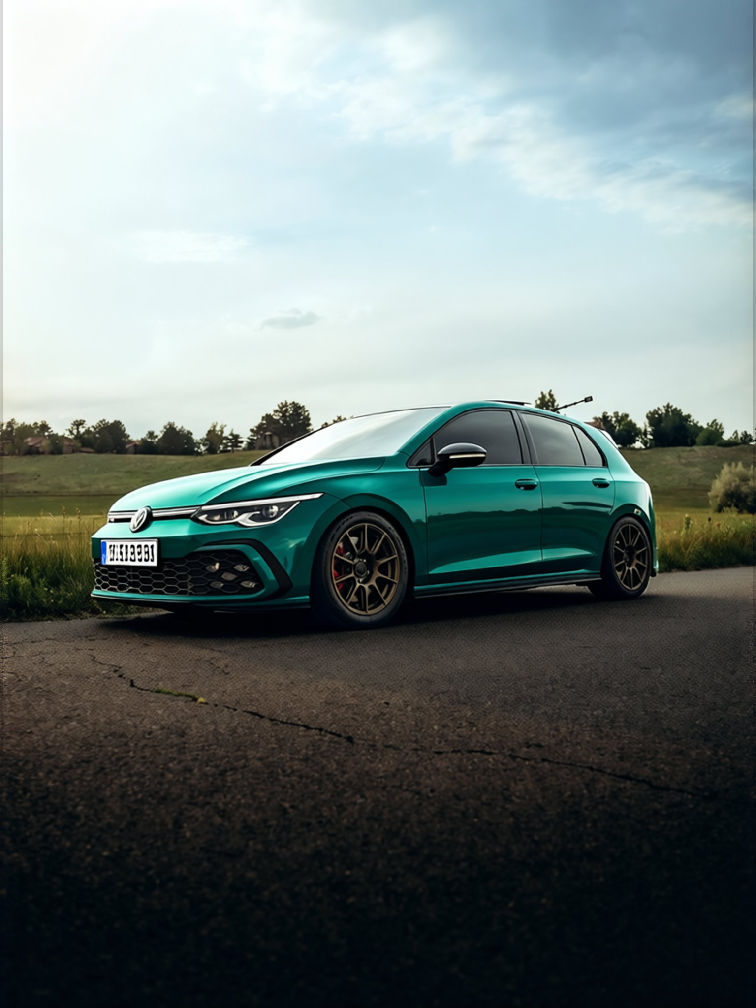 Volkswagen Golf GTI rendered in Super Gloss Era Green gloss wrap