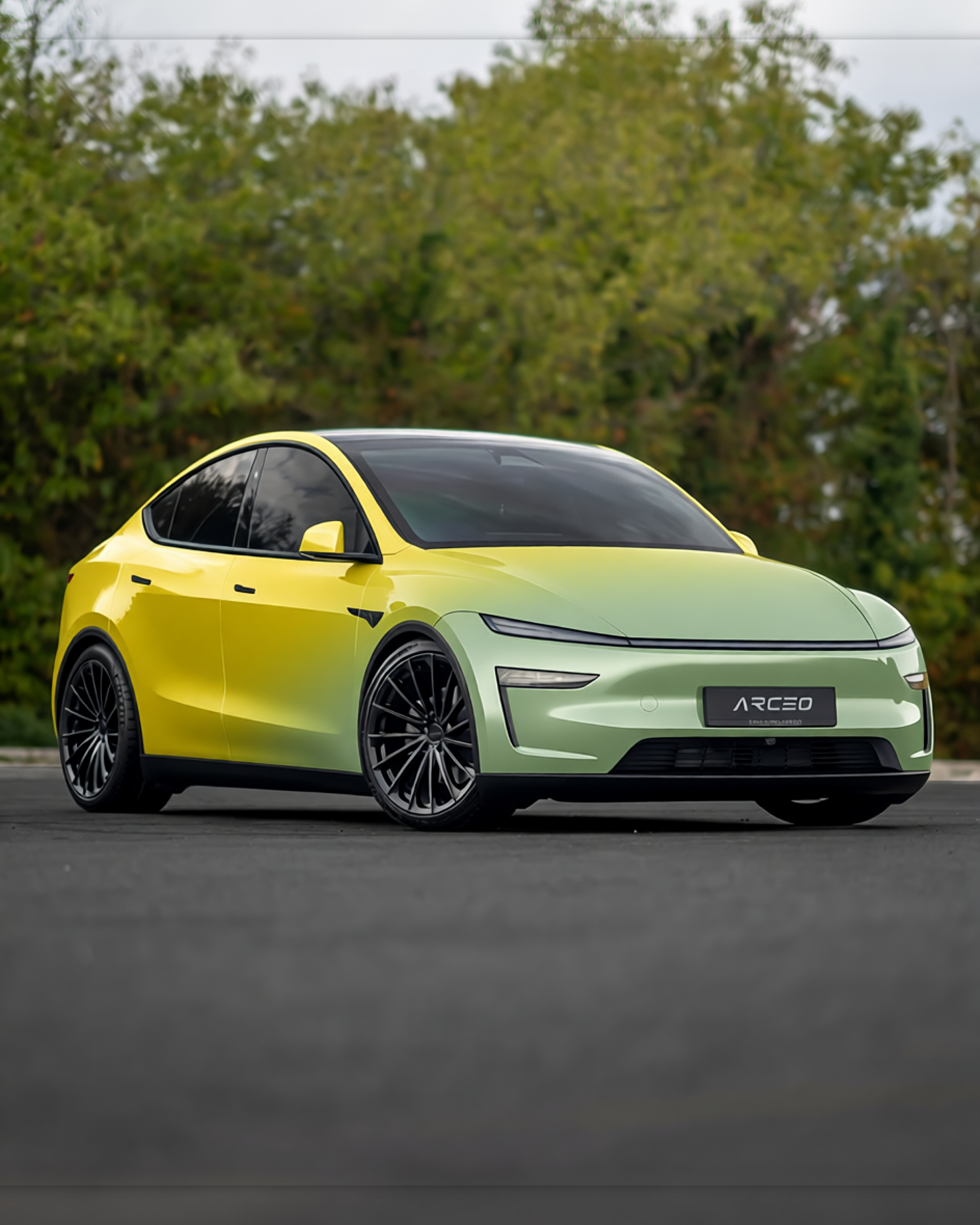 Tesla Model Y in Gloss ColorFlow Fresh Spring Gold/Silver, gloss finish