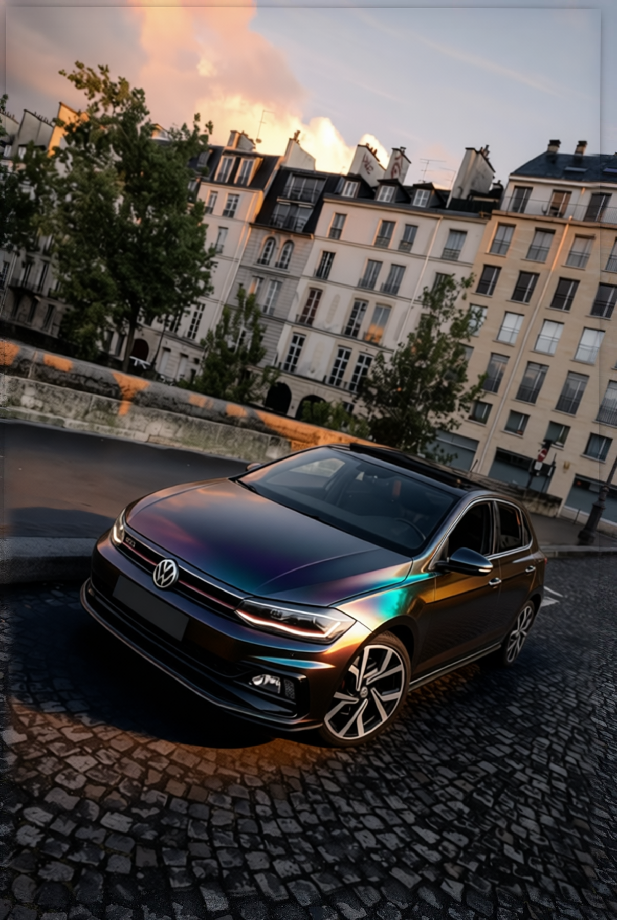 Volkswagen Polo GTI rendered in Gloss Flowing Phantom Purple Chameleon gloss wrap