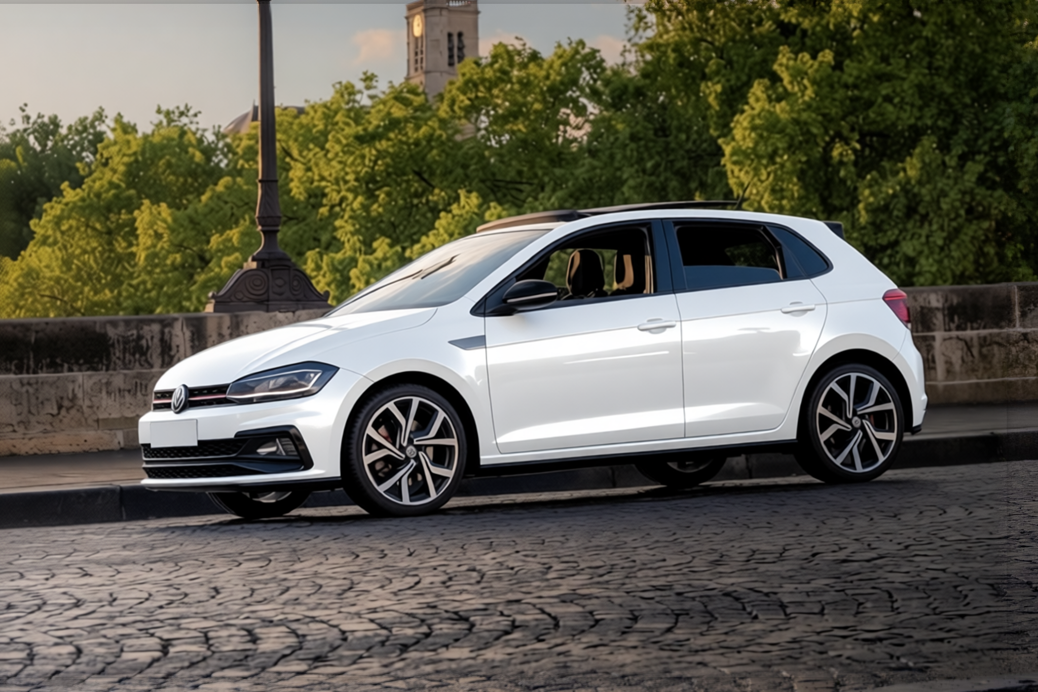 Volkswagen Polo GTI rendered in Glossy Agate Grey gloss wrap
