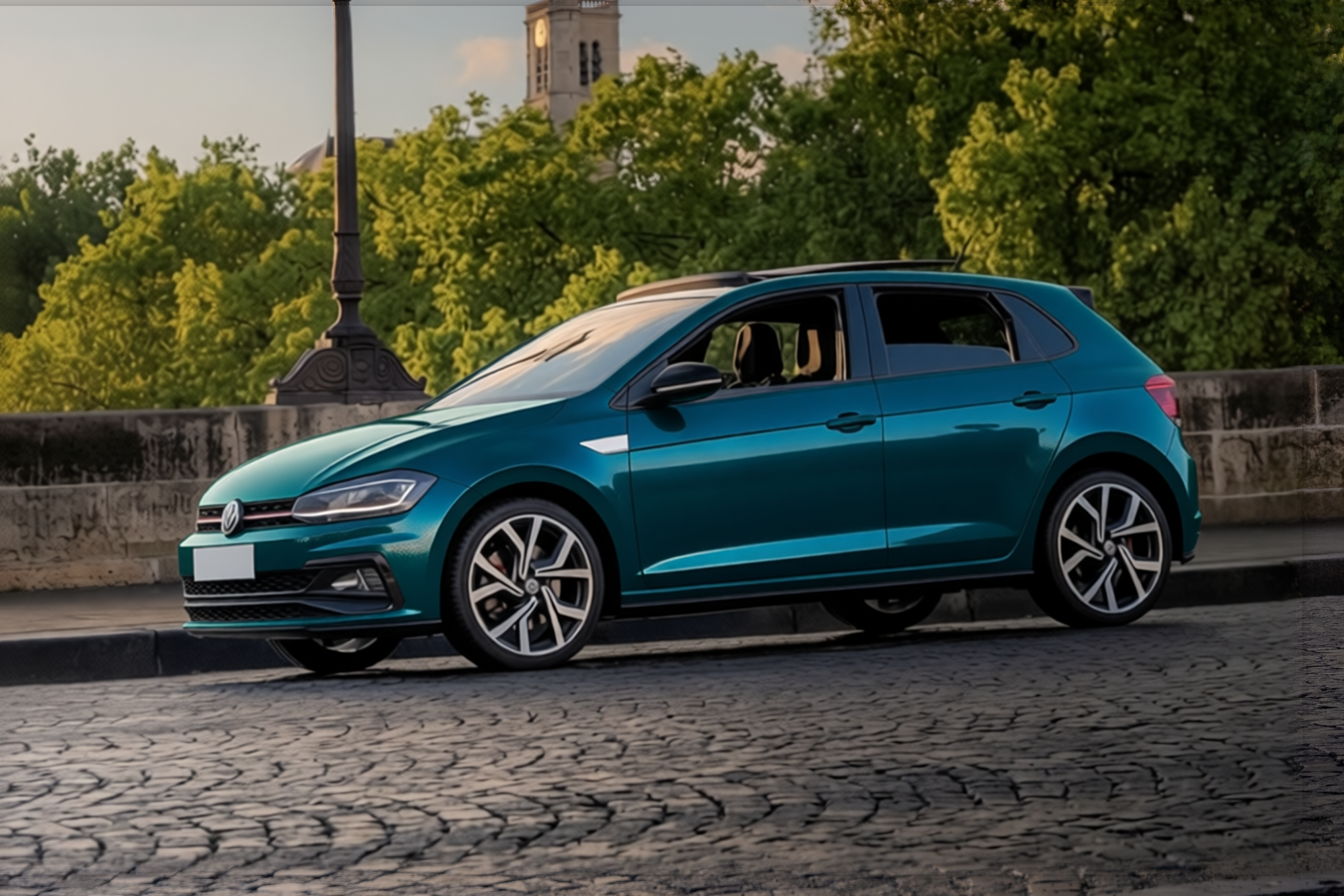 Volkswagen Polo GTI rendered in Glossy Metallic Starry Blue gloss wrap