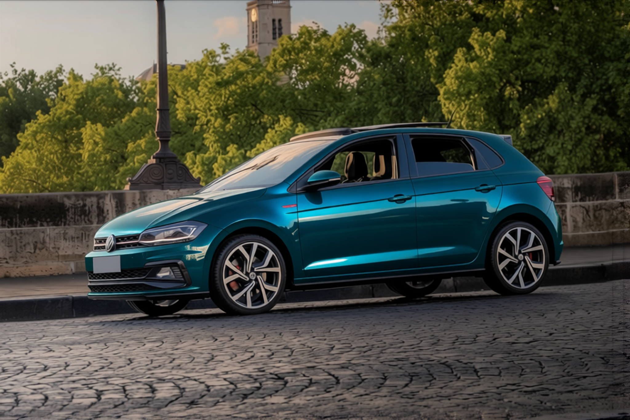 Volkswagen Polo GTI rendered in Glossy Metallic Starry Blue gloss wrap