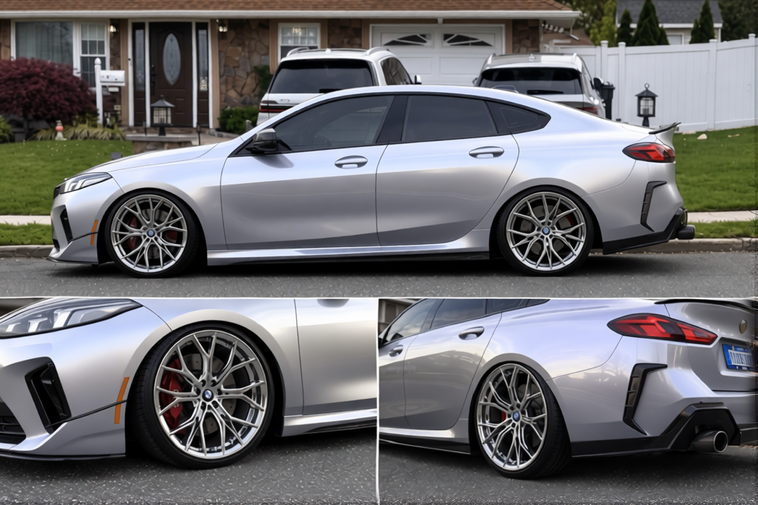 BMW 2 Series rendered in Matte Chrome Alexander Silver Metallic gloss wrap