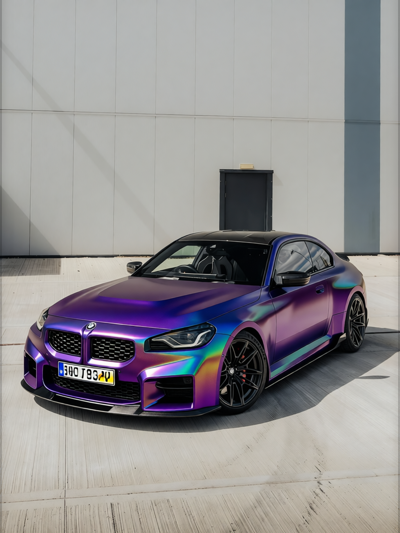 BMW M2 rendered in Purple Green gloss wrap
