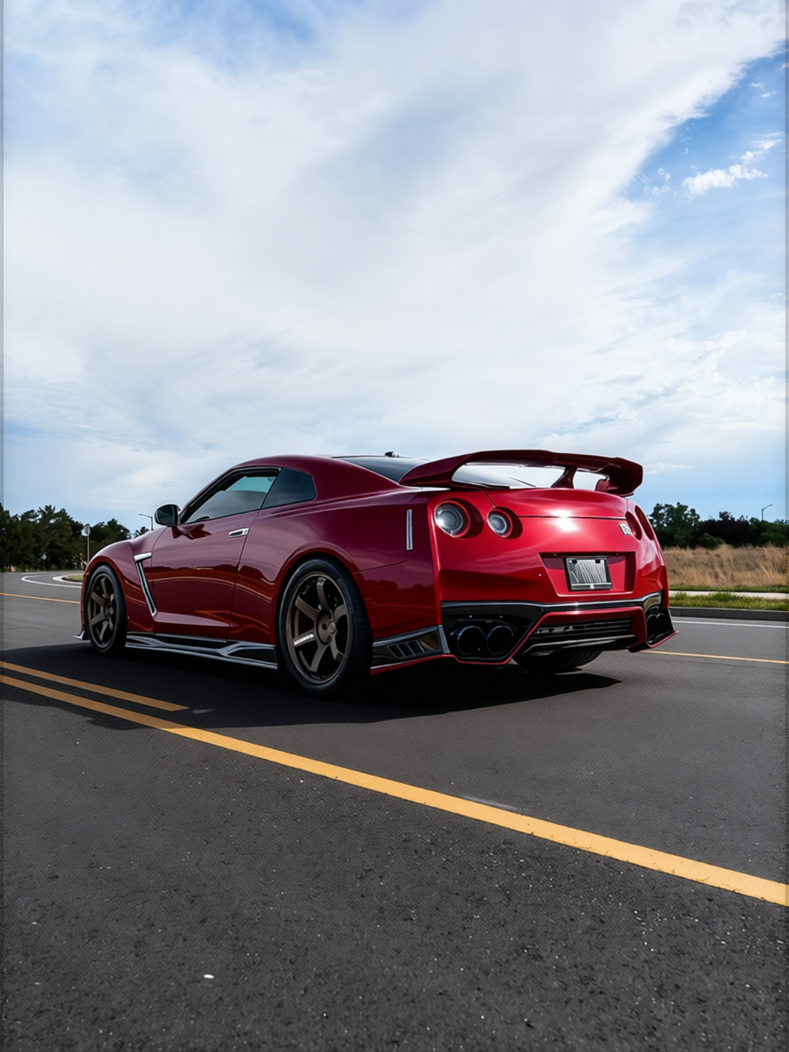 Nissan GT-R rendered in Crystal Ancora Red gloss wrap