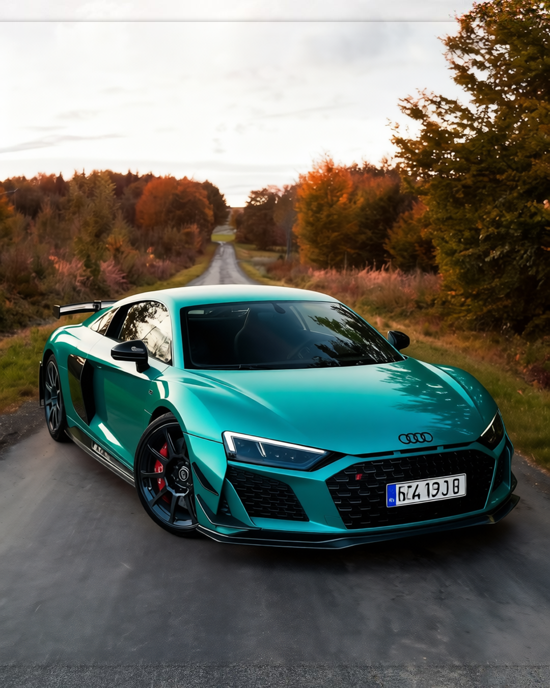 Audi R8 rendered in Gloss Atomic Teal gloss wrap