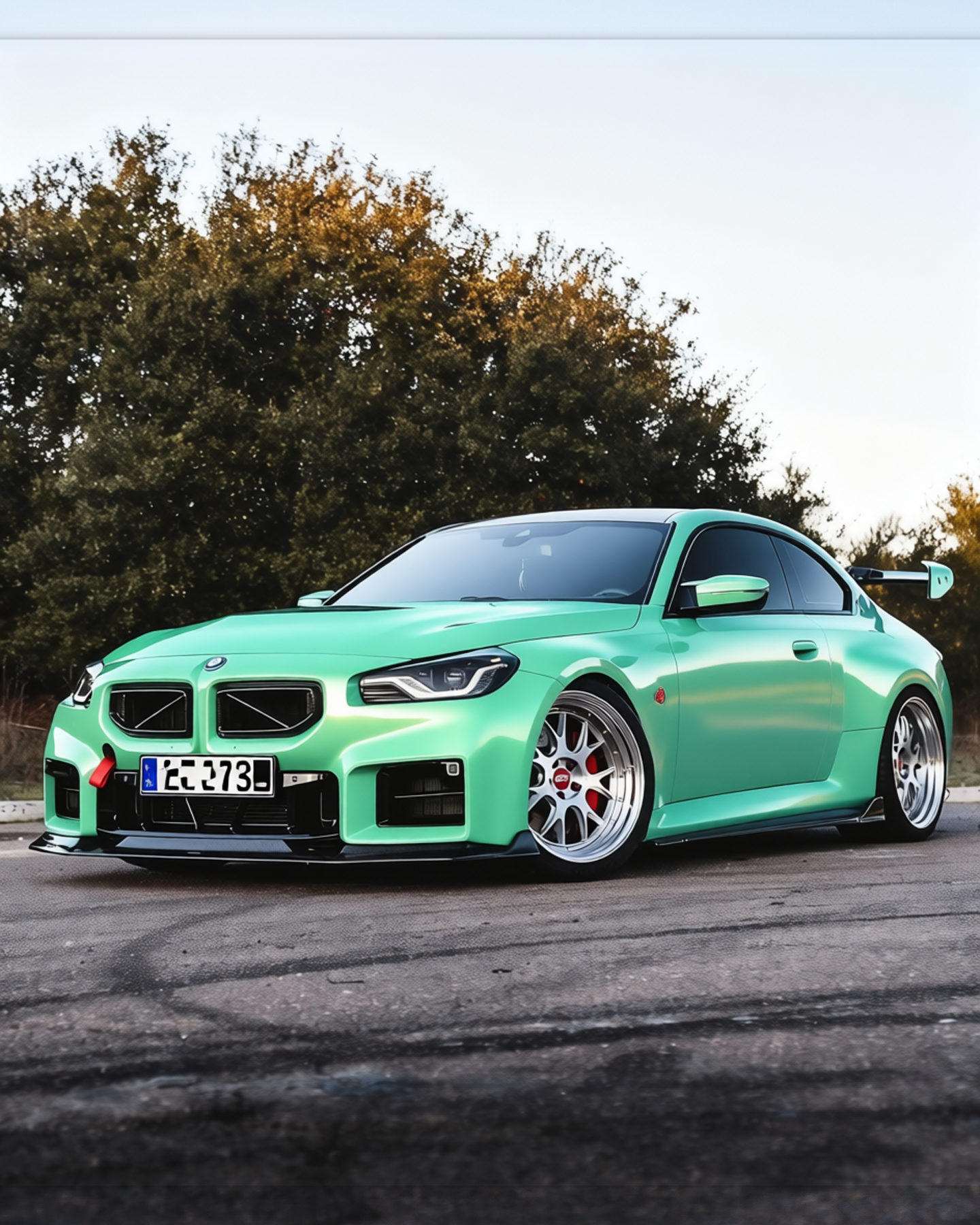BMW M2 rendered in Super Gloss Pearl Neon Mint gloss wrap