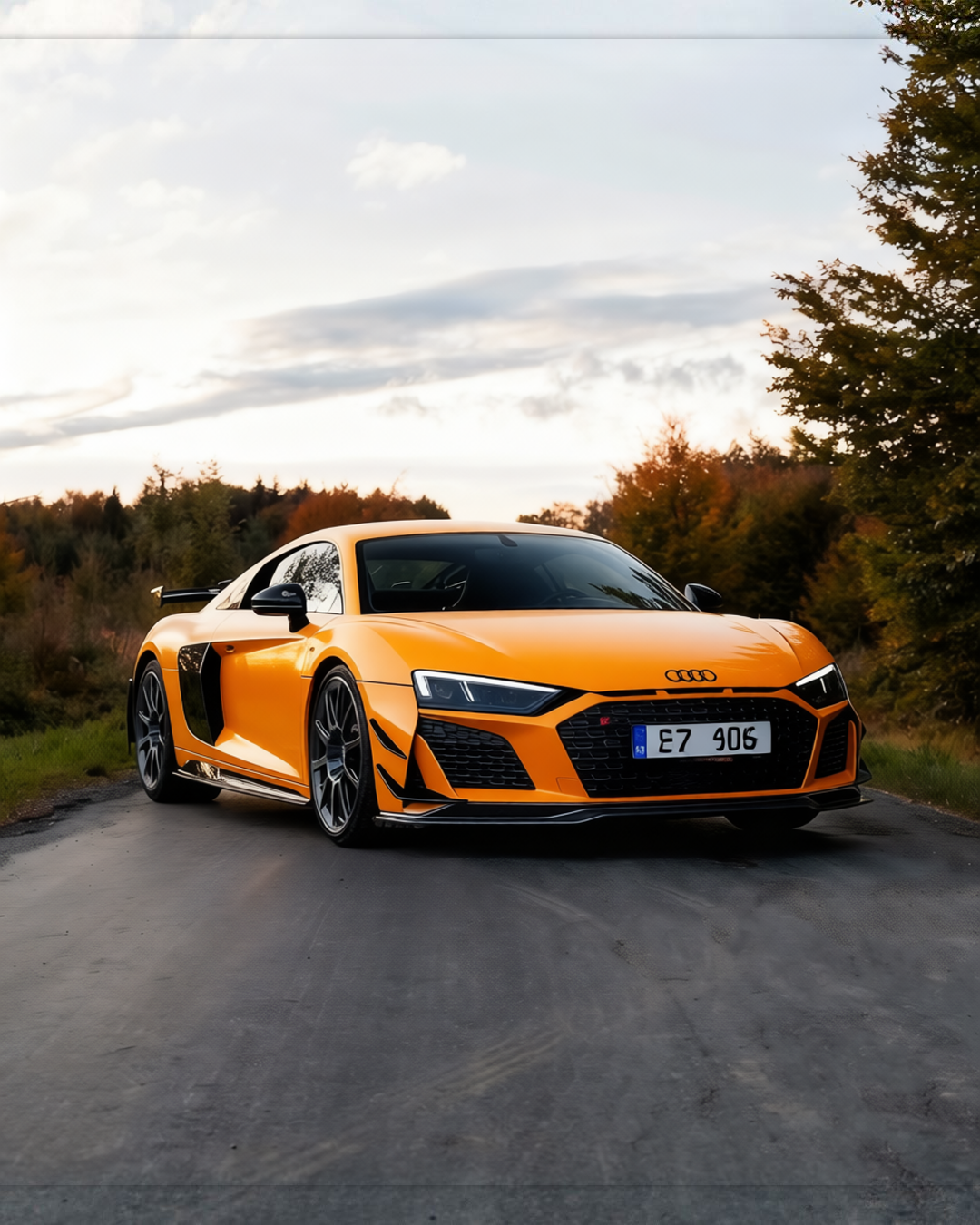 Audi R8 rendered in Super Gloss Papaya Orange gloss wrap