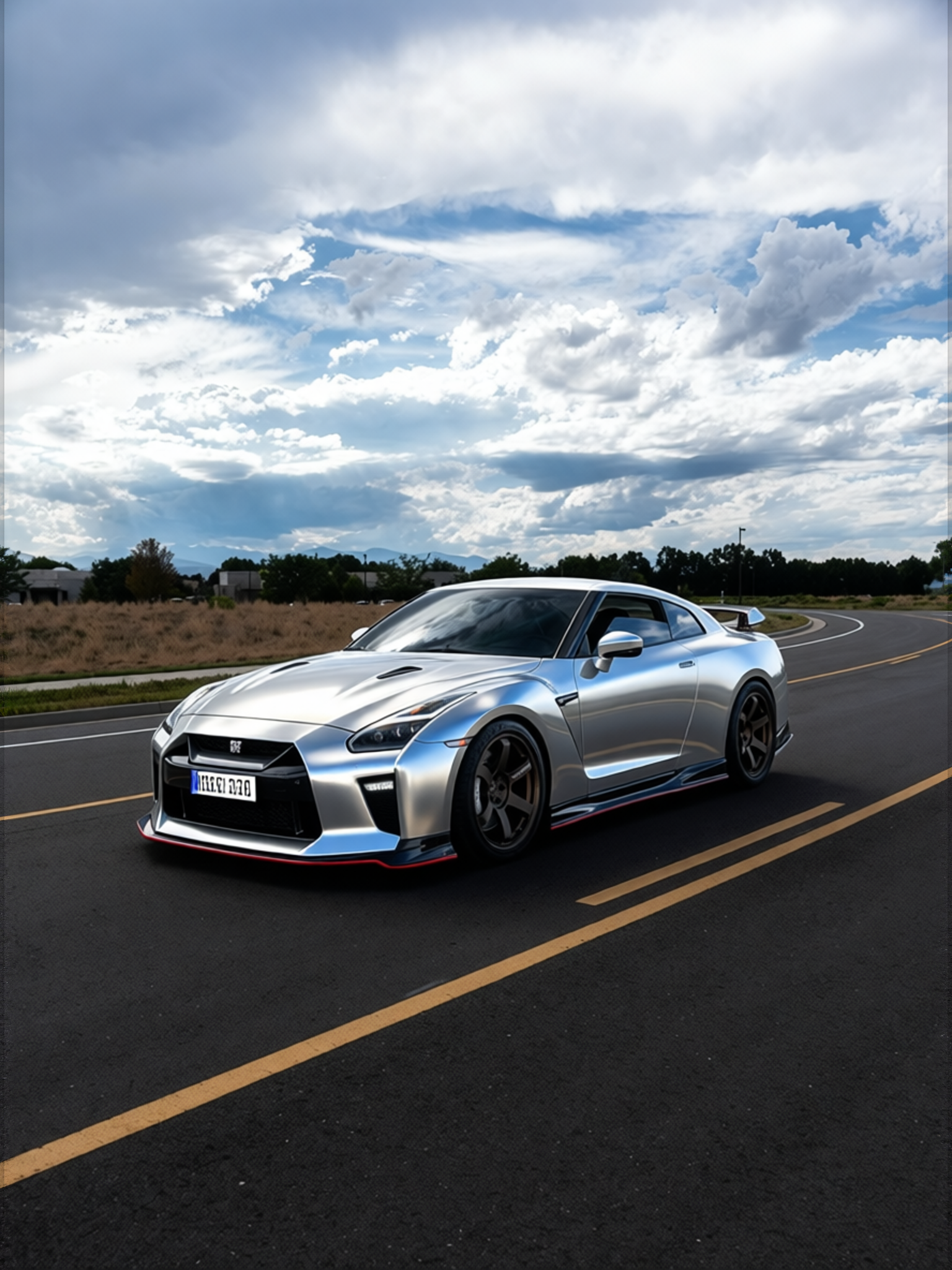 Nissan GT-R rendered in Crystal Metallic Silver gloss wrap