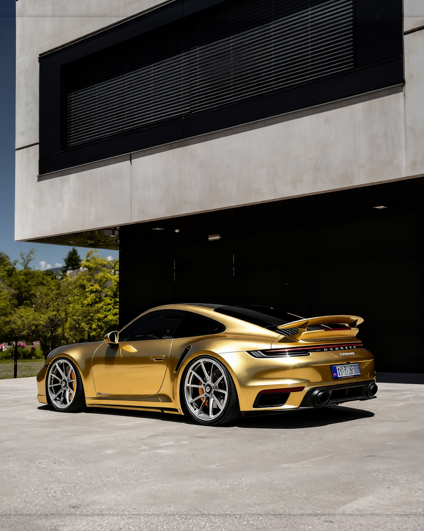 Porsche 911 in Brushed Gold, gloss finish