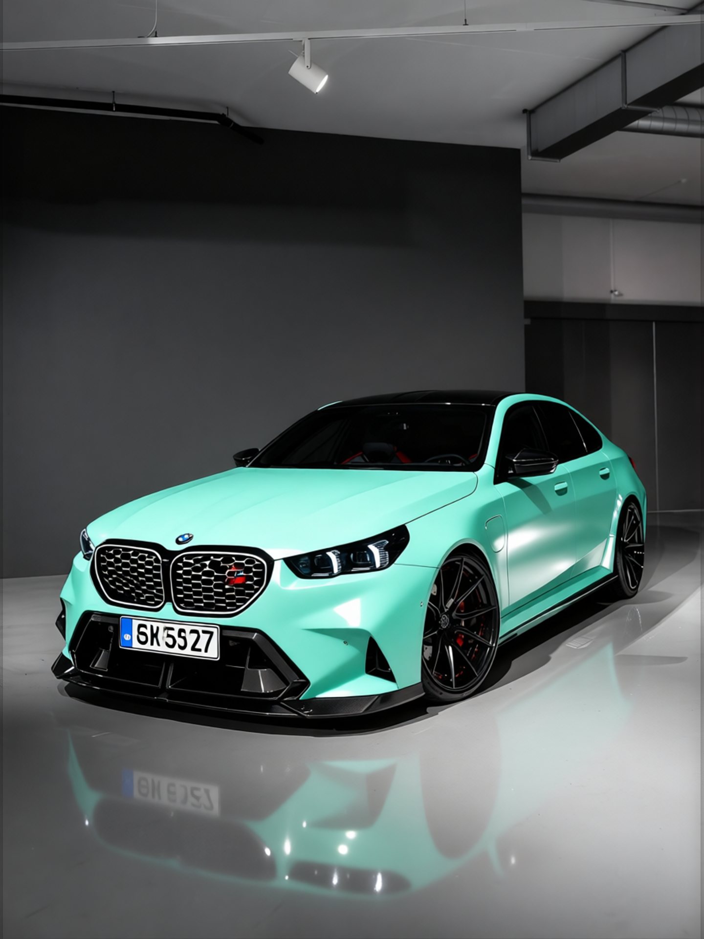 BMW M5 rendered in Super Gloss LB Tiffany Blue gloss wrap