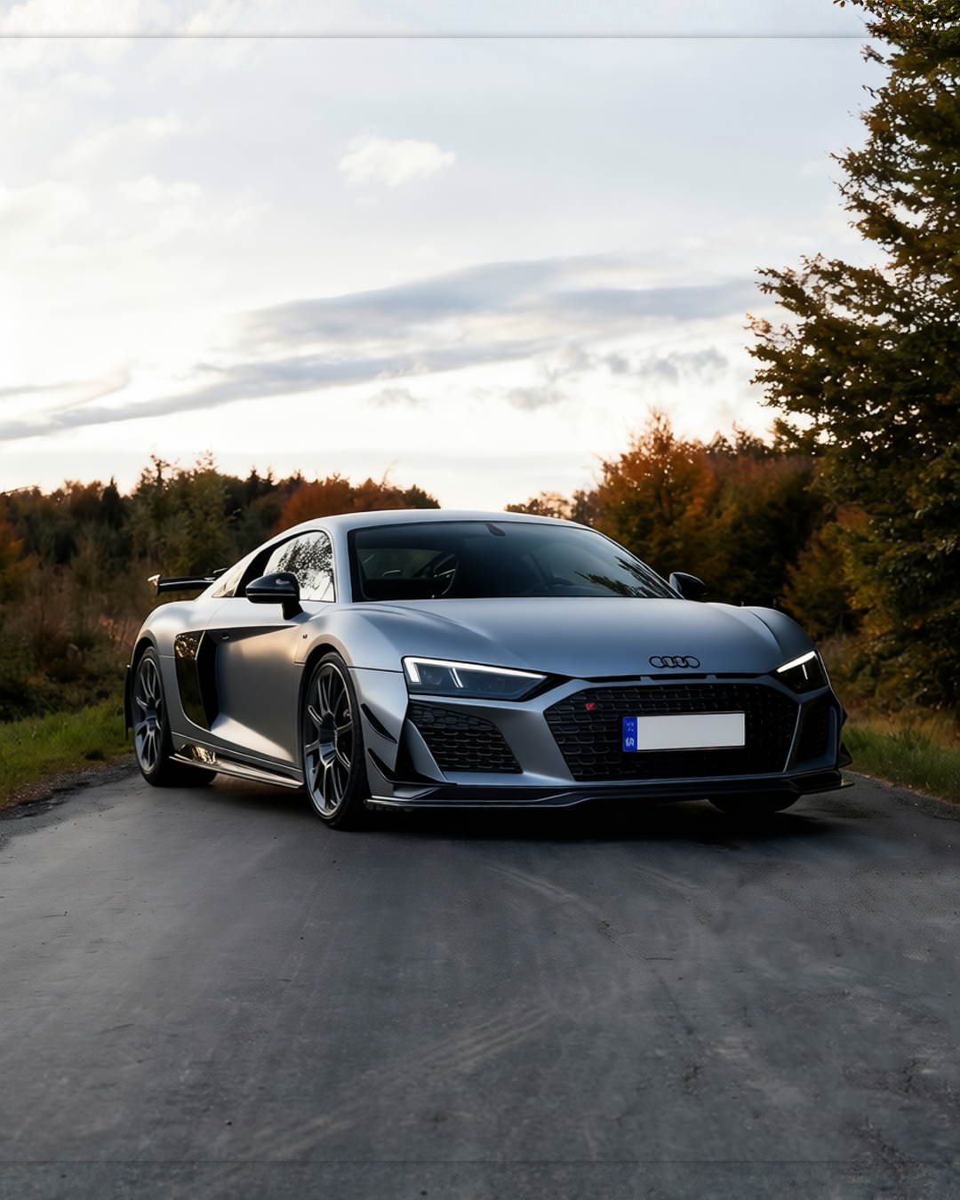 Audi R8 rendered in Satin Battleship Gray satin wrap