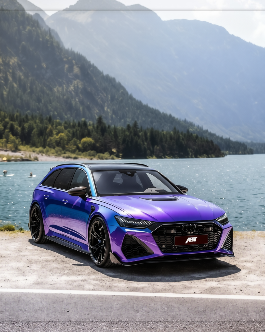 Audi RS6 rendered in Glossy Auroral Blue Purple gloss wrap