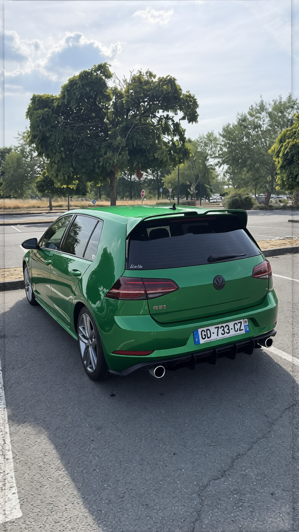 Volkswagen Golf GTI rendered in Racing Green gloss paint