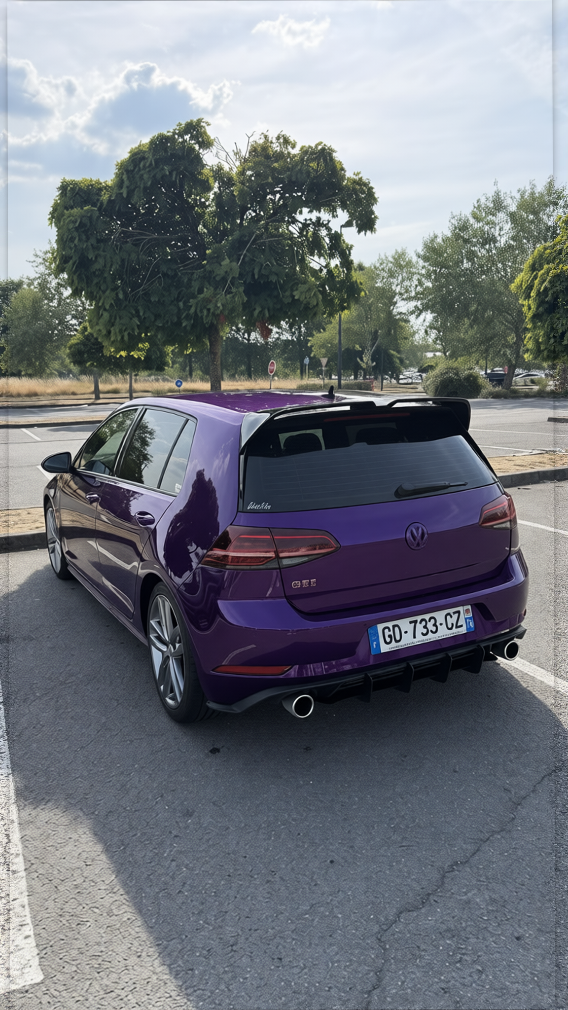 Volkswagen Golf GTI rendered in Midnight Purple gloss paint