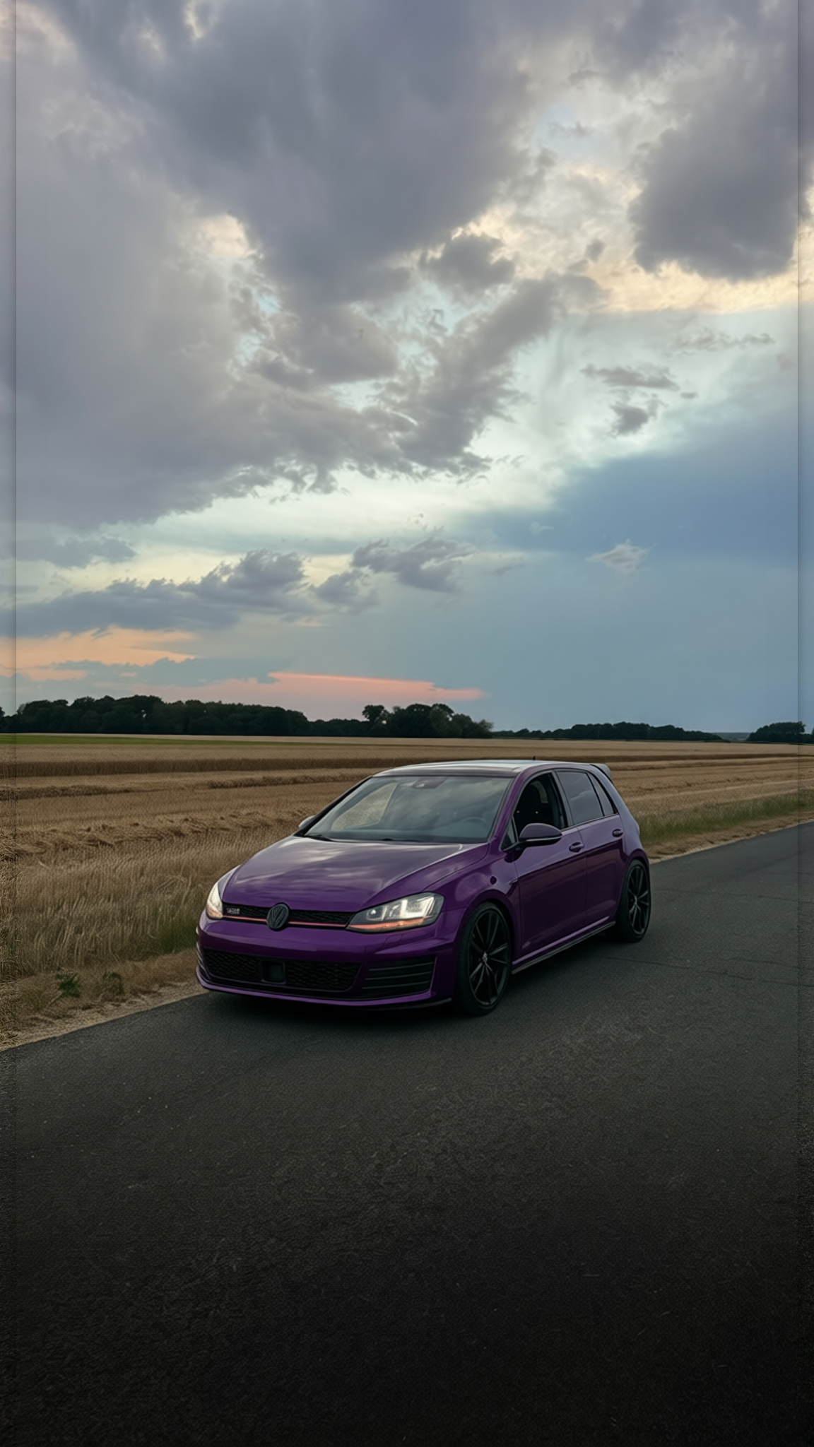Volkswagen Golf GTI rendered in Midnight Purple gloss paint