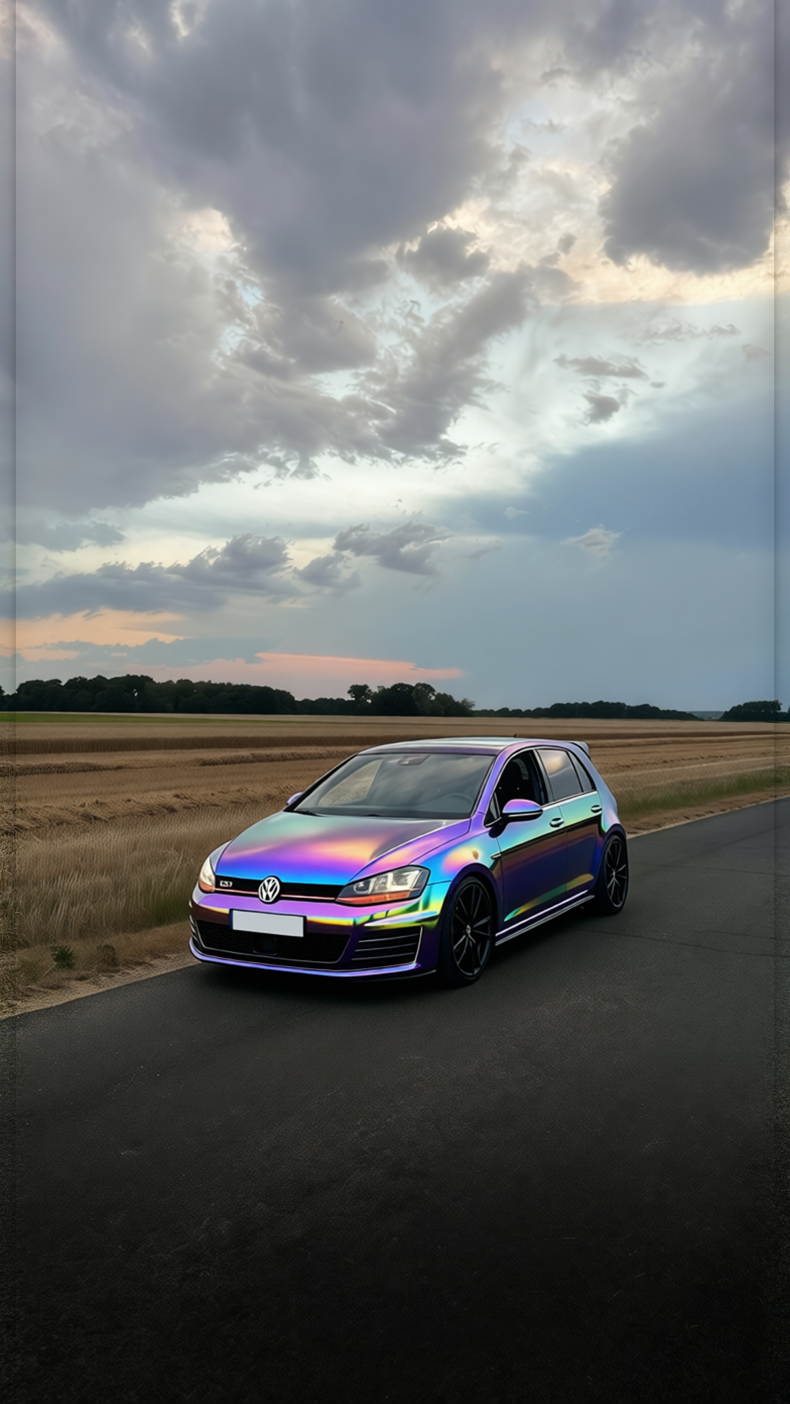 Volkswagen Golf GTI rendered in Super Gloss Spectrum gloss wrap