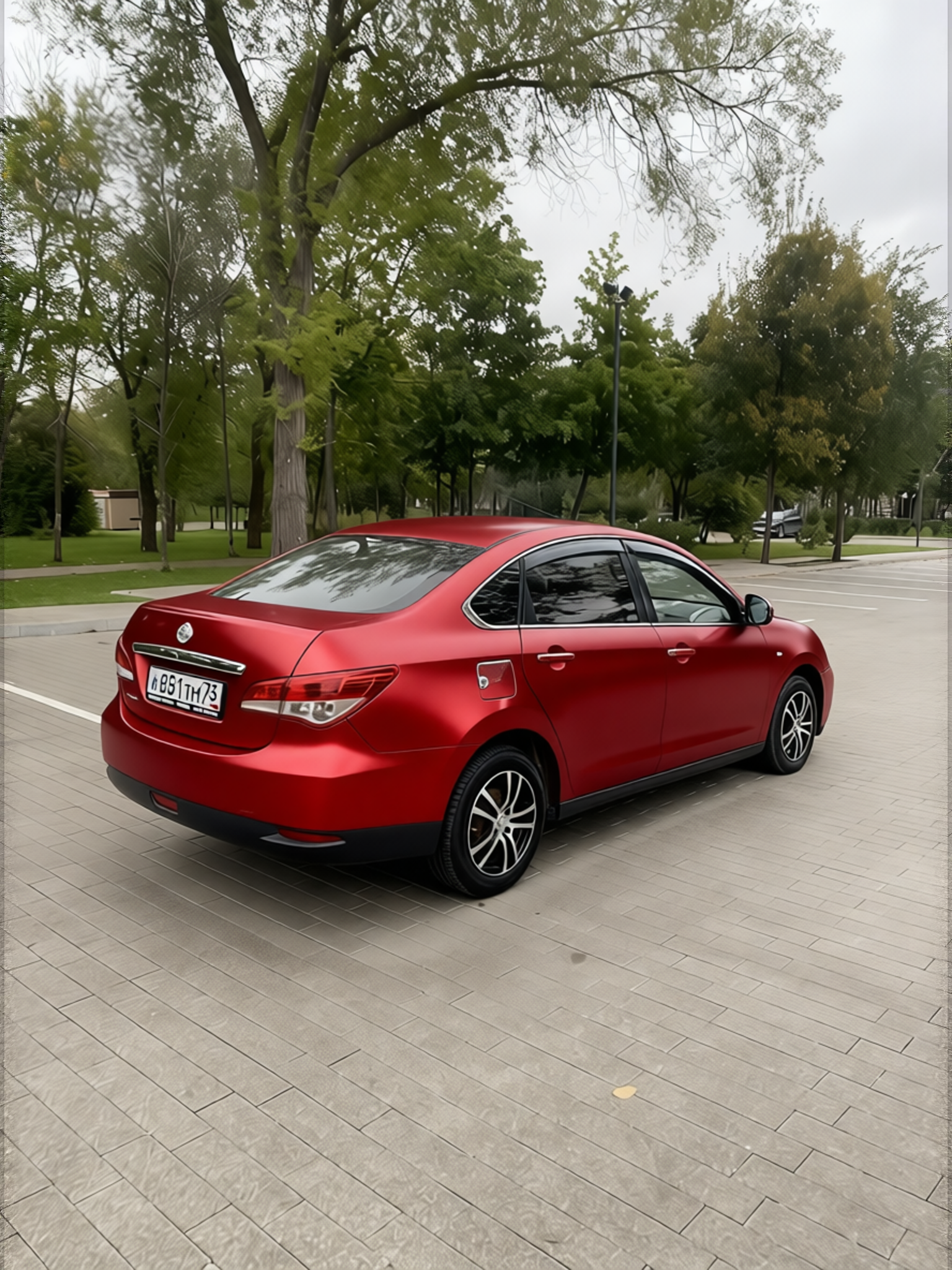 Car rendered in Crimson Red satin wrap
