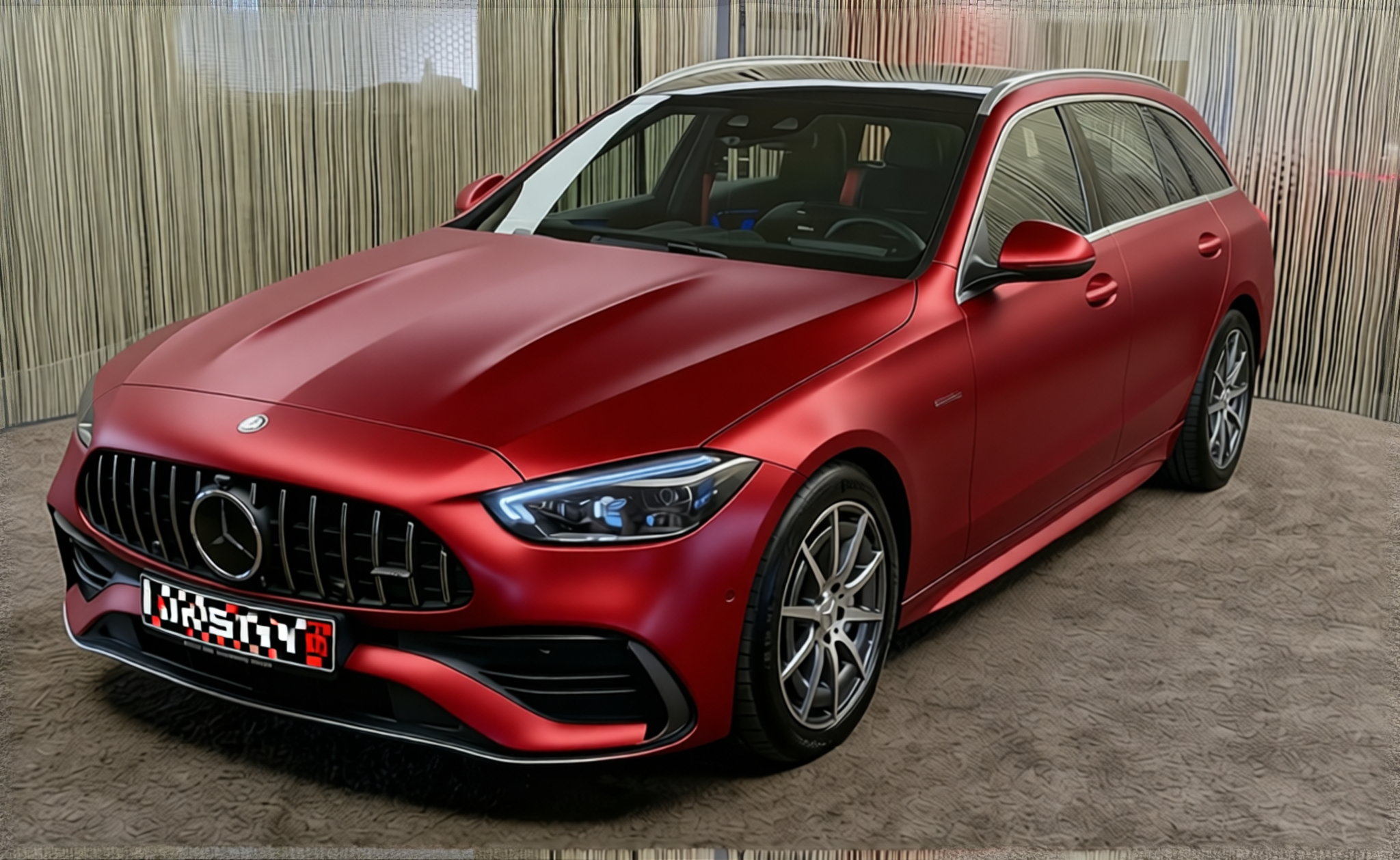 Preview Car 8 rendered in Crimson Red satin wrap