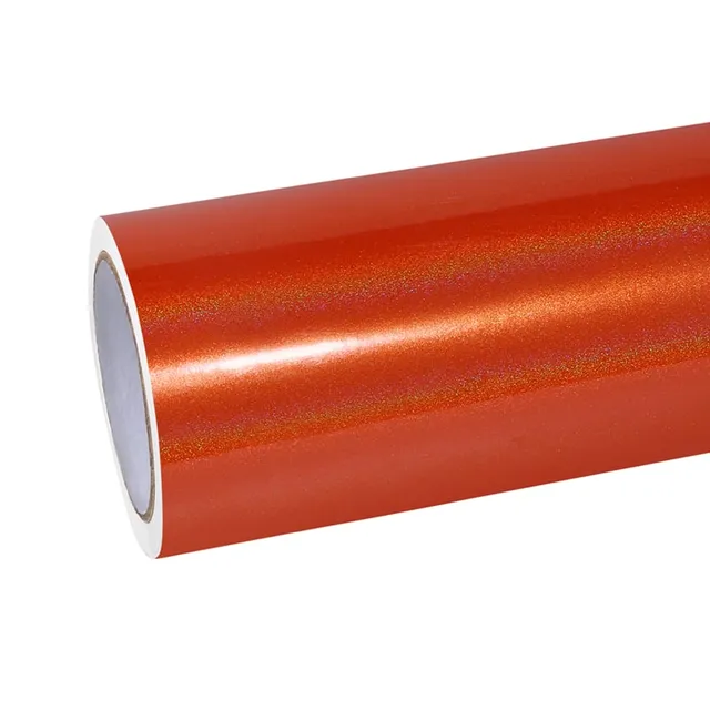 Ravoony Glossy Laser Orange vinyl wrap film texture · Specced